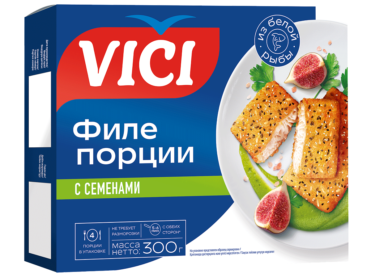VICI Рыбные порции из филе в панировке с семенами 300г/10шт FPB 038