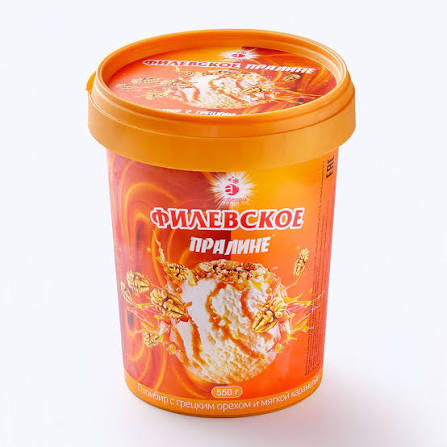 Мороженое Филевское пломбир с грецким орехом и карамелью ведро 550 г