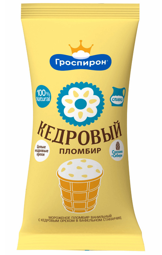 Стакан натур пломбир кедровый 85г/24шт 33/050